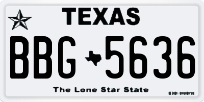 TX license plate BBG5636