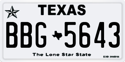 TX license plate BBG5643