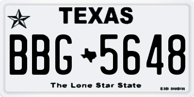 TX license plate BBG5648