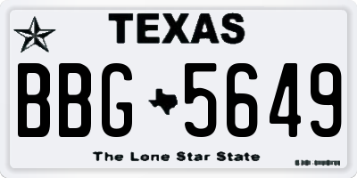 TX license plate BBG5649