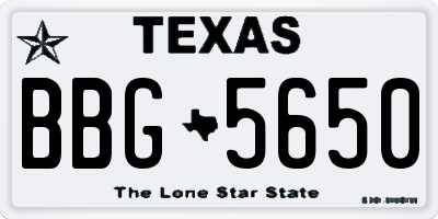 TX license plate BBG5650