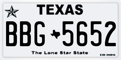 TX license plate BBG5652