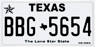 TX license plate BBG5654