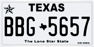 TX license plate BBG5657