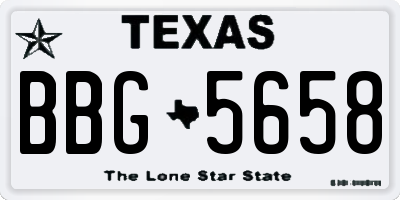 TX license plate BBG5658