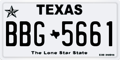 TX license plate BBG5661
