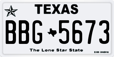 TX license plate BBG5673