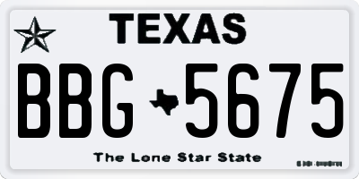 TX license plate BBG5675