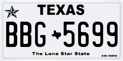 TX license plate BBG5699
