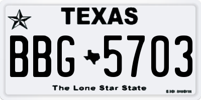 TX license plate BBG5703