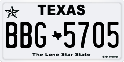 TX license plate BBG5705