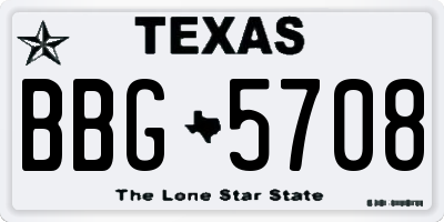 TX license plate BBG5708