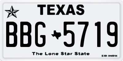 TX license plate BBG5719