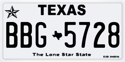 TX license plate BBG5728