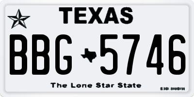 TX license plate BBG5746
