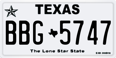 TX license plate BBG5747