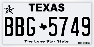 TX license plate BBG5749