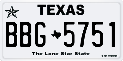 TX license plate BBG5751