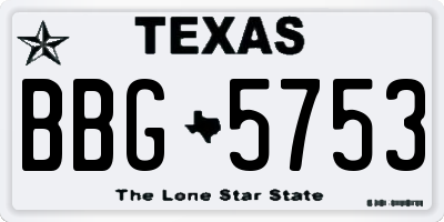 TX license plate BBG5753