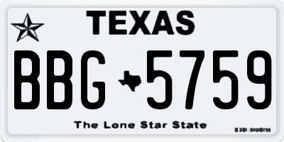 TX license plate BBG5759