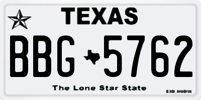 TX license plate BBG5762
