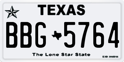 TX license plate BBG5764