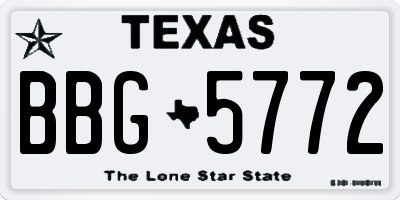 TX license plate BBG5772