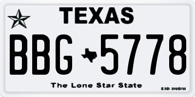 TX license plate BBG5778