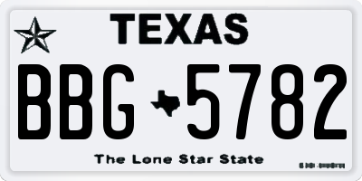 TX license plate BBG5782