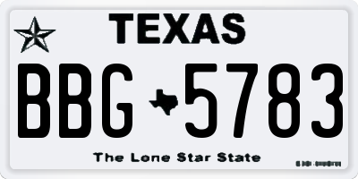 TX license plate BBG5783