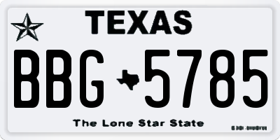 TX license plate BBG5785