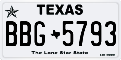TX license plate BBG5793