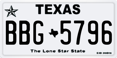 TX license plate BBG5796