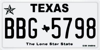TX license plate BBG5798