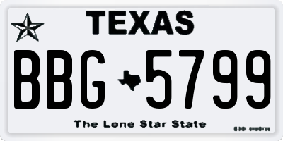 TX license plate BBG5799