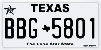 TX license plate BBG5801
