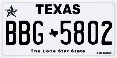 TX license plate BBG5802