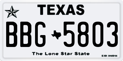 TX license plate BBG5803