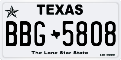 TX license plate BBG5808