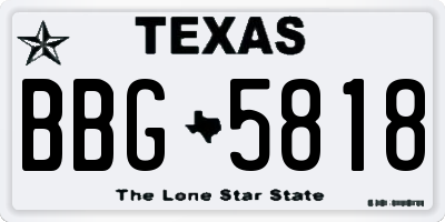 TX license plate BBG5818