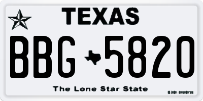 TX license plate BBG5820