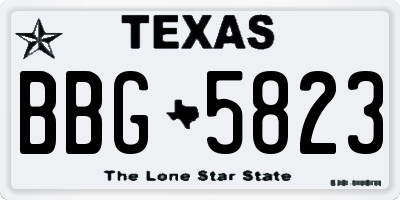 TX license plate BBG5823