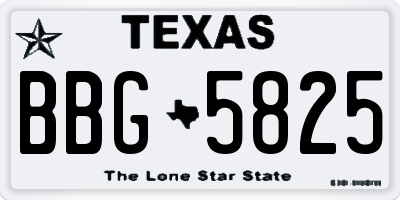 TX license plate BBG5825