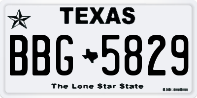 TX license plate BBG5829