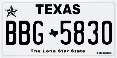 TX license plate BBG5830