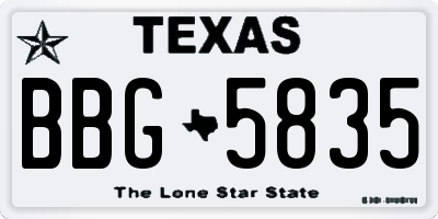 TX license plate BBG5835