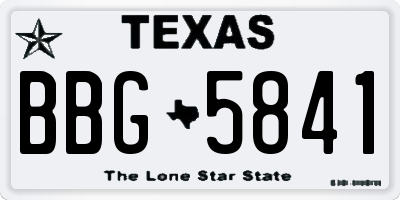 TX license plate BBG5841