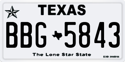 TX license plate BBG5843