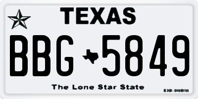 TX license plate BBG5849