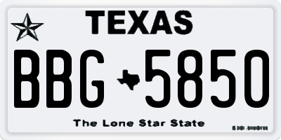 TX license plate BBG5850